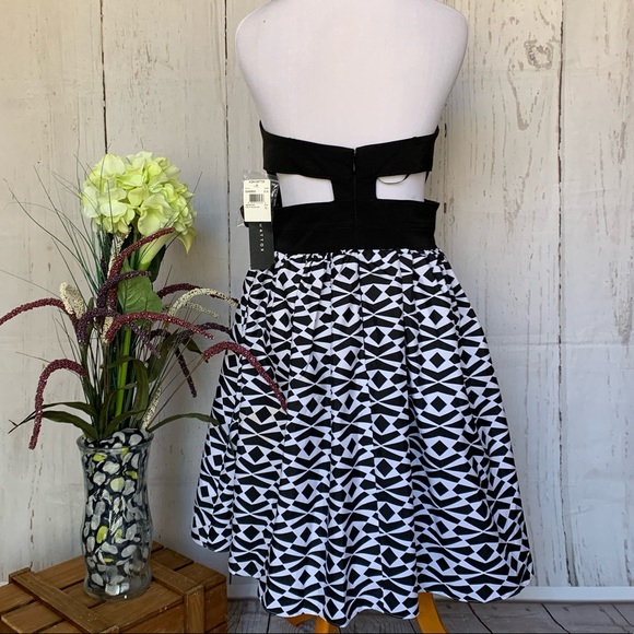 Aidan Mattox Strapless Geometric Print Dress 10 - Picture 5 of 7